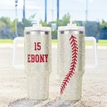 Tumbler isolato da 40 once con numero e nome per uso quotidiano, regalo di compleanno per gli amanti dello sport.
