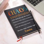Personalized Chaos Coordinator Definition A5 Journal Notebook with Pencil and Lined Pages Birthday Office Gift for Friends Family Colleagues