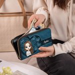 Personalisierte Lange Retro Cartoon-Figur PU-Leder Geldbörse mit 1-8 Namen und Mehreren Fächern Geburtstag Muttertag Geschenk für Damen
