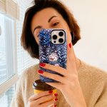 Personalisierte Schneemann Wald Wunderland Faux Glas Effekt Double-Layer Telefon Fall für iPhone Samsung mit Namen Geburtstag Geschenk für Familie Freund