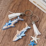 Llavero acrílico personalizado de tiburón martillo con nombre y borla para regalo de cumpleaños para submarinistas amantes del océano