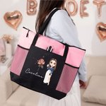 Personalisierte Cartoon Charakter Sternzeichen Geburt Blume Mesh Taschen große Tragetasche mit Namen Jahrestag Geburtstag Geschenk für Mädchen Frauen