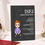 Personalisierte MBTI-Definition Cartoon-Charakter A5 Leder Notizbuch mit Namen Geburtstag Geschenk für Familie