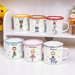 Personalisierte Mehrfarbige Sternzeichen Cartoon Charakter 355 ml Emaille Tasse mit Namen Geburtstag Camping Zubehör Geschenk für Kinder Familie