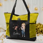 Personalisierte Cartoon Charakter Sternzeichen Geburt Blume Mesh Taschen große Tragetasche mit Namen Jahrestag Geburtstag Geschenk für Mädchen Frauen