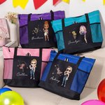 Personalisierte Cartoon Charakter Sternzeichen Geburt Blume Mesh Taschen große Tragetasche mit Namen Jahrestag Geburtstag Geschenk für Mädchen Frauen