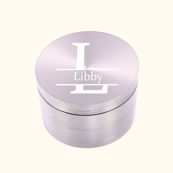 Personalized Tobacco Herb Spice Grinder Monogram Metal Crusher with Mesh Sieve and Mini Scraper Gift for Tobacco Spice Lover