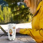 Personalized Chaos Coordinator Cartoon Character 20oz Name Tumbler with Straw and Brush Birthday Appreciation Gift for Family Friend