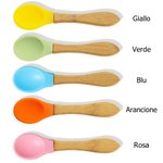 Set di posate personalizzate in bambù e silicone alimentare, materiali sicuri, con ventosa - Regalo di compleanno, battesimo, Natale per neonati