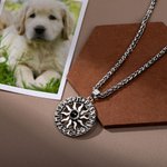 Personalized Vintage Sun Design Photo Projection Necklace Anniversary Birthday Father's Day Gift for Men
