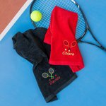 Asciugamano personalizzato con ricamo e nome con racchetta da tennis regalo ideale per giocatori di tennis allenatori e appassionati di tennis