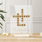 Personalisierte Familie für immer verbunden zusammen Kreuzworträtsel Kunst Acryl Plaque mit 2-25 Namen Home Decor Housewarming Geschenk für Familie