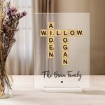 Personalisierte Familie für immer verbunden zusammen Kreuzworträtsel Kunst Acryl Plaque mit 2-25 Namen Home Decor Housewarming Geschenk für Familie