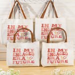 Personalised In My Engaged Era Future Ring Heart Canvas Tote Bag withLeather Handle and Name Engagement Bridal Shower Gift for Women Bridesmaids