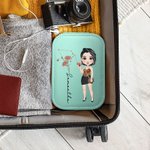 Personalisierte Sternzeichen Geburt Blume Cartoon Charakter PU Leder Schmuckkästchen mit Namen und LED Make-up-Spiegel Geburtstag Muttertag Geschenk für Frauen