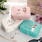 Boite à bijoux portable en cuir PU avec nom et accessoires de voyage Cadeau d'anniversaire pour femme