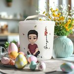 Personalisierte Geburt Blume Cartoon Charakter wiederverwendbare Leinwand Korb mit Namen Egg Hunt Zubehör Geburtstag Ostern Geschenk für Familie Freunde