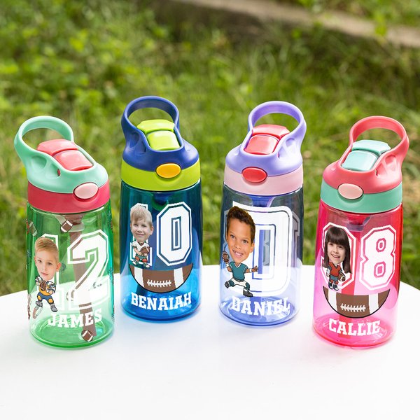Bouteille d'eau 475 ml personnalisée avec nom et numéro pour les enfants Cadeau d'anniversaire pour les enfants
