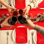 Serviette de table réutilisable personnalisée 100% coton Joyeux Noël avec nom Décoration de table Cadeau de Noël pour la famille