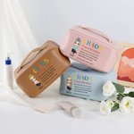Personalisierte Chaos Koordinator Cartoon Leder weite Öffnung Make-up-Tasche mit Namen Portable Reisezubehör Geburtstag Anerkennung Geschenk für Frauen