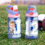 Bouteille d'eau 475 ml personnalisée avec nom et numéro pour les enfants Cadeau d'anniversaire pour les enfants