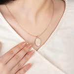 Personalisierte eingraviert Fingerabdruck Oval Halskette mit Text Geburtstag Jahrestag Valentinstag Geschenk für Frauen
