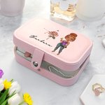 Boite à bijoux portable en cuir PU avec nom et accessoires de voyage Cadeau d'anniversaire pour femme