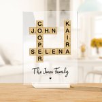 Personalisierte Familie für immer verbunden zusammen Kreuzworträtsel Kunst Acryl Plaque mit 2-25 Namen Home Decor Housewarming Geschenk für Familie
