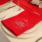 Serviette de table réutilisable personnalisée 100% coton Joyeux Noël avec nom Décoration de table Cadeau de Noël pour la famille
