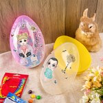 Personalised Cartoon Character Butterfly Birth Flower Jumbo Easter Egg with Name Easter Home Decor Party Gift for Family Kids Friends