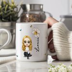 Personalisierte Chaos Koordinator Charakter Geburt Blume 11/15oz Keramik-Becher mit Namen Geburtstag Wertschätzung Geschenk für Freunde Familie
