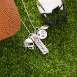 Personalized Birthstone Football Helmet Necklace with Engraved Name and Number Game Day Team Birthday Gift for Sports Lover
