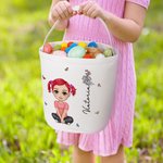 Personalisierte Geburt Blume Cartoon Charakter wiederverwendbare Leinwand Korb mit Namen Egg Hunt Zubehör Geburtstag Ostern Geschenk für Familie Freunde