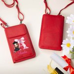 Personalisierte Cartoon Graduate Pink Bow Initial Leder Crossbody Bag Brieftasche mit Namen und Kartenschlitze Geburtstag Reisezubehör Geschenk für Frauen