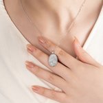 Personalisierte eingraviert Fingerabdruck Oval Halskette mit Text Geburtstag Jahrestag Valentinstag Geschenk für Frauen