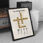 Spersonalizowane Krzyżówki Scrabble Puzzle Plakat Artystyczny Bezramowy Obraz z Kwiatami Urodzinowymi 1-12 Prezent na parapetówkę dla członka rodziny