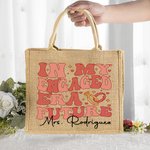 Personalised In My Engaged Era Future Mrs. Reusable Large Jute Tote Bag with Name Engagement Bridal Shower Bachelorette Party Gift for Women