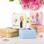Personalizada Faux Glitter Signo del Zodiaco Nacimiento Flor Cartoon Personaje Cuero Espejo Joyero de viaje con nombre Cumpleaños Regalo de vacaciones para las mujeres
