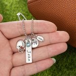 Personalized Birthstone Football Helmet Necklace with Engraved Name and Number Game Day Team Birthday Gift for Sports Lover