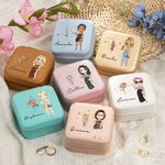 Personalizada Faux Glitter Signo del Zodiaco Nacimiento Flor Cartoon Personaje Cuero Espejo Joyero de viaje con nombre Cumpleaños Regalo de vacaciones para las mujeres