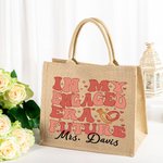 Personalised In My Engaged Era Future Mrs. Reusable Large Jute Tote Bag with Name Engagement Bridal Shower Bachelorette Party Gift for Women