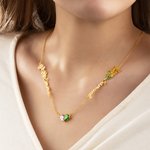 Personalized Bilateral Birth Flower Birthstone Necklace with Names Dainty Jewelry Valentine's Day Anniversary Birthday Gift for Women