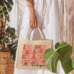 Personalised In My Engaged Era Future Mrs. Reusable Large Jute Tote Bag with Name Engagement Bridal Shower Bachelorette Party Gift for Women