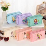 Personalisierte Geburt Blume Cartoon Charakter Leder Kosmetiktasche Tasche mit Namen Portable Travel Essentials Geburtstag Brautjungfer Geschenk für Frauen