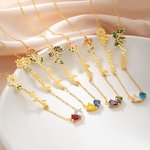 Personalized Bilateral Birth Flower Birthstone Necklace with Names Dainty Jewelry Valentine's Day Anniversary Birthday Gift for Women