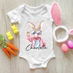 Personalisierte Osterhase Blasen Blasen 100% Baumwolle Baby Bodysuit T-Shirt mit Namen Ostern Baby Shower Geschenk für Baby Junge Mädchen