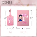 Personalized Cartoon Graduation Girl Bow Initial PU Leather Passport Holder with Name Graduation Birthday Gift for Girls Schoolmates