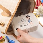 Boite à bijoux portable en cuir PU avec nom et accessoires de voyage Cadeau d'anniversaire pour femme