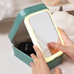 Personalizado En Mi Era Comprometida Futuro Joyero de viaje de cuero PU con nombre y espejo de maquillaje LED Regalo de compromiso de San Valentín para mujer