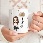 Personalisierte Chaos Koordinator Charakter Geburt Blume 11/15oz Keramik-Becher mit Namen Geburtstag Wertschätzung Geschenk für Freunde Familie